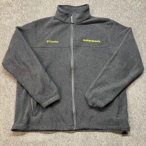 Columbia Oregon Ducks Fleece Jacket Mens XL Gray Full Zip Embroidered Mock Neck